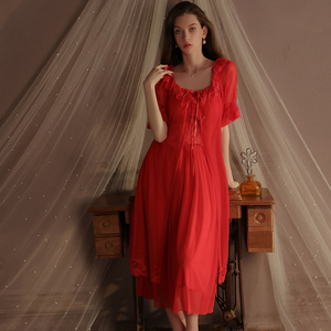 女式奢华睡衣高品质睡衣羽毛长裙网布睡袍家居服套装GR2983 - Product Image 6