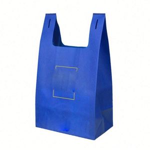 Sac fourre-tout promotionnel en PP non tissé bleu, suspendable, pour le shopping, prix abordable - Product Image 1