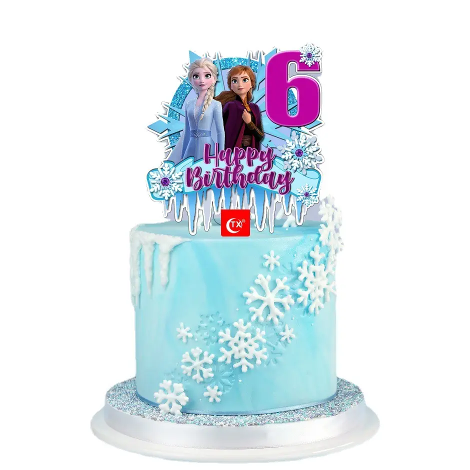 Atacado bolo toppers feliz aniversário acrílico cartoon personagem congelado bolo toppers decoração