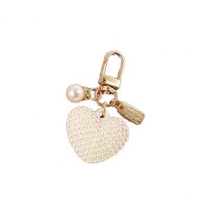 Creative Pearl <b>Heart</b>-<b>Shaped</b> Alloy Cute Round Ball Keychain <b>Bag</b> Hanger Pendant Accessories for Girl Gift - Product Image 1
