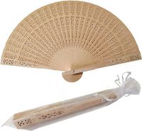 Kipas Tangan Lipat Kayu Ukiran Kustom Terlaris 20cm Desain Bambu Kayu Cendana Ramah Lingkungan Buatan Tangan Suvenir