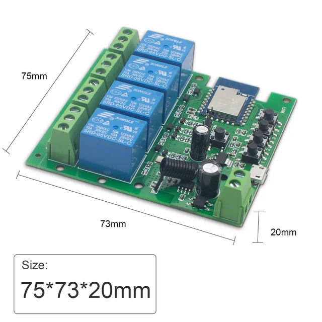 Tuya Smart WiFi Switch Module 12V/24V/220V RF 433MHz Remote Control Appliance Control 4CH Relay Alexa Google Home App Control
