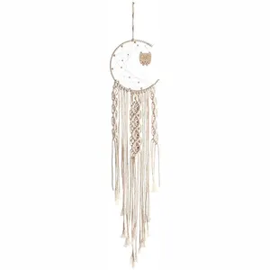 Fatto a mano Moon Owl Design decorazione della casa Wall Hanging Decor Macrame Dream Catchers per le donne ragazze regali