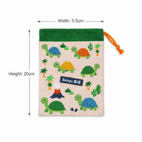 Pochette en mousseline de coton avec cordon de serrage, imprimé tortue, petite mini pochette de rangement pour voyage, cadeau, bonbons, chaussettes, jouets, étiquette privée personnalisée