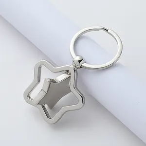 Wholesale Engraved Aluminum Custom Made Logo Blank Car Metal Ring Alloy Sublimation Star Keychain
