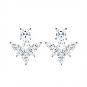 Unique Design Oval Cut <b>Moissanite</b> Stud <b>Earrings</b> Silver Plated 925 Sterling Silver Women's Exquisite Light Luxury Style GRA - Product Image 4