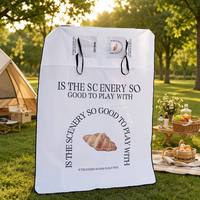Manta de Picnic Blanca con Estampado de Croissants, Impermeable, Plegable, de Oxford, con Bolsillo de Almacenamiento