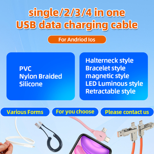 4-Trong-1 Sáng Tạo LED Hiển Thị USB Cáp Dữ Liệu Cho IOS 27W Nhanh Chóng Sạc Mềm Điện Thoại Di Động Cáp Đồng Nguyên Chất Chất - Product Image 5