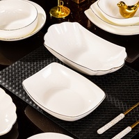 Service de vaisselle en céramique haut de gamme, compatible micro-ondes, design moderne, fabriqué à Jingdezhen, pour la maison, l'hôtel, la cuisine, assiettes, bols, plats