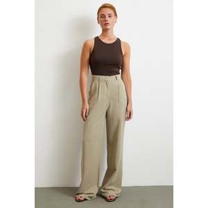 <b>Linen</b> <b>Palazzo</b> Trousers High Waist Wide Leg Gray Minimalist Breathable Women's <b>Pants</b> - Product Image 6