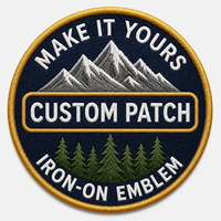 Patch brodé personnalisé AWELLS avec texte « Make It Yours », scène forestière et bordure dorée pour vestes, sacs et casquettes d'extérieur