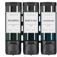 Distributeur de savon mural à 3 compartiments, rechargeable, pour shampoing, après-shampoing et gel douche, accessoires de salle de bain de qualité hôtelière