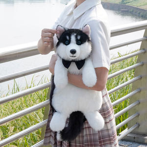 DUPAN Husky Köpek Simülasyon Sırt Çantası Oyuncak Çevre Dostu Malzeme Peluş Çanta Gerçekçi Peluş Köpek Sırt Çantası - Product Image 6