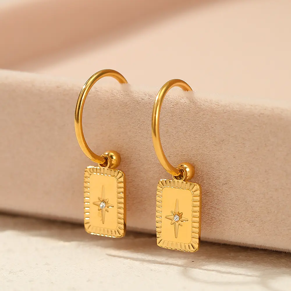 Fine Jewelry Fashion Six Mount Star Diamond Earrings Female Zircon Gold Filled Earrings Stainless Steel Jewelry