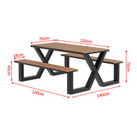 Table à manger extérieure moderne en fer et en bois massif pour les cafés, les magasins de thé au lait, les cours