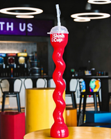 Gobelet à slush torsadé haut sans BPA, réutilisable, en plastique, avec paille, pour boissons de fête estivale à la plage, logo personnalisé