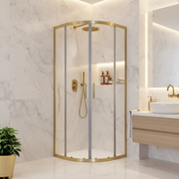 Cabine de douche étanche Gold Quadrant pour hôtels et salles de sport – Dimensions personnalisables, verre traité et cadre en alliage d'aluminium