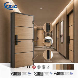 Ensemble <span class=keywords><strong>de</strong></span> portes coupe-feu en chêne clair d'Amérique du Nord 90/120 min pour étages d'hôtel, avec charnière homologuée UL et joint anti-fumée, porte en bois résistante au feu - Product Image 1