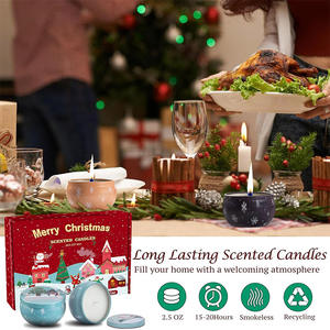 Paquete de 6 <span class=keywords><strong>velas</strong></span> aromáticas de Navidad de aromaterapia de cera de soja Natural en tarro de hojalata de lujo vela de diseñador decoración regalo <span class=keywords><strong>para</strong></span> mujeres Diwali - Product Image 5