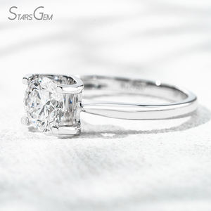 Anillo Unisex Starsgem de Oro Blanco de 18K con Diamante Cultivado en Laboratorio de Corte Brillante de 1-3.17ct, Color Blanco D, Estilo Clásico, Certificado - Product Image 4