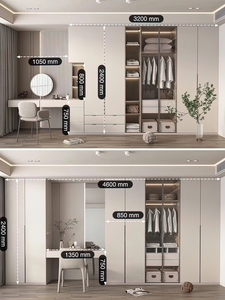 Set Armadio e Toeletta in Legno Massello Bianco di Lusso Moderno Personalizzato per Appartamenti e Camere d'Ospedale con Spazio di Archiviazione Salvaspazio - Product Image 3