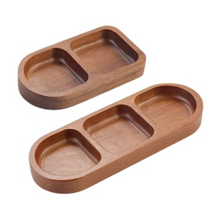Simple acacia wood divided condiment dish, household solid wood snack dish, hot pot and barbecue <b>sauce</b> dish, serving plate. - Product Image 4