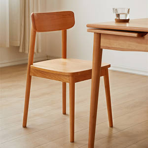 Chaise de salle à manger en bois de cerisier massif de style nordique, design minimaliste moderne, utilisation domestique, style japonais, conception stable - Product Image 4