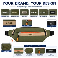 Sac banane pour homme en polyester avec fermeture éclair, idéal pour la course, les sports de plein air et les voyages, service OEM usine BSCI, logo personnalisé, vente en gros