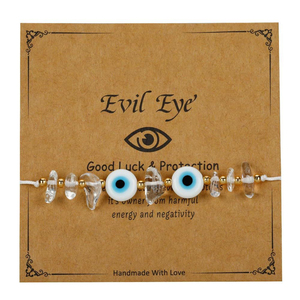 Nuovo Braccialetto di Moda con Perline di Gemme Irregolari e Charm Occhio Turco, Regolabile, Protettivo, per Donne - Product Image 6