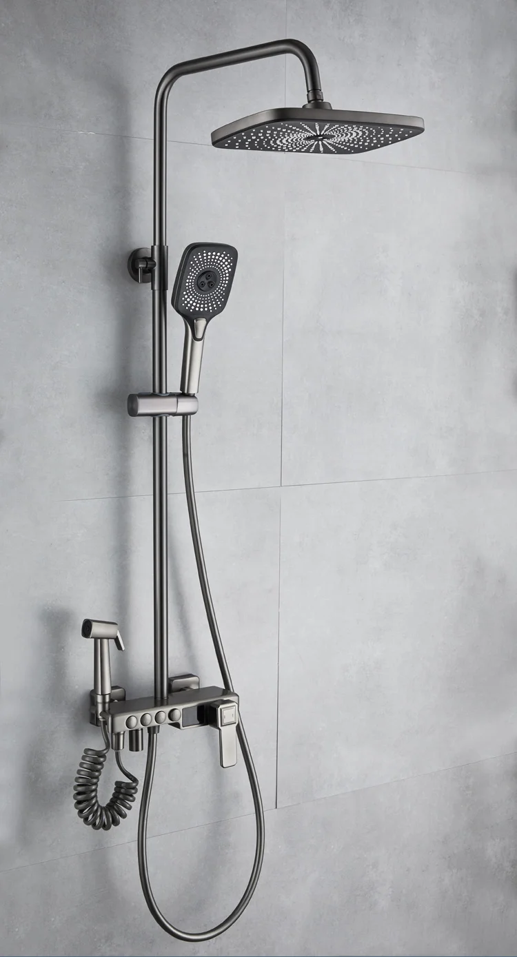 shower set wall mounted brass tap Bathroom taps luxury brass kit rain rainfall showerset mixer faucet set massage shower faucets