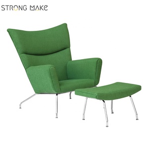 Usine vente meubles chaise longue moderne fauteuil en tissu avec pouf - Product Image 3