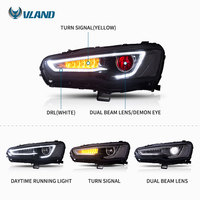 Faro Delantero LED VLAND para Lancer Fortis Hatchback Luces Delanteras con Ojos de Demonio Secuenciales 2008-2017 para Galant/Lancer EVO EX