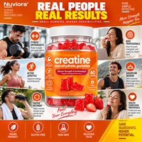 Gummies de créatine monohydrate en gros, marque privée OEM, pour hommes et femmes, 60 unités, force et performance musculaire*, végétalien, GMP