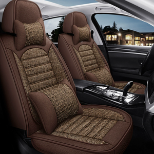 Coussin de siège de voiture en lin de luxe 12V fonctions de ventilation et de chauffage de refroidissement étanches en cuir PVC lin compatible - Product Image 4