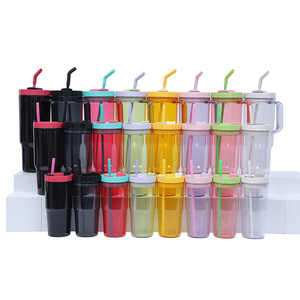 Shang Kou Ai Plastic Tumbler Set With Handle And Straw Large Capacity Reusable Travel Drinkware - Product Image 1