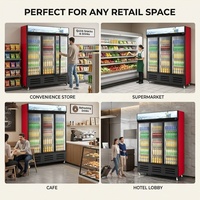 Réfrigérateur à boissons moderne avec porte en verre, vitrine verticale pour boissons avec éclairage LED pour centre commercial, commerce de détail, aire de restauration, stockage