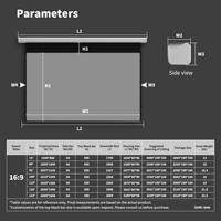Écran de projection OEM Wupro ALR PET Crystal de 72 à 150 pouces, gain amélioré, écran de projection gris cristal, écran de projection automatique à déroulement vers le bas