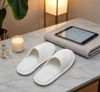 Chaussons d'hôtel en coton perlé, chaussons jetables doux pour invités, chaussons légers d'hôtellerie pour intérieur
