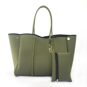 Sacs à main pour femmes personnalisés avec logo d'entreprise, deux ouvertures, imperméables, grande capacité, sacs à bandoulière portables en néoprène perforé, sac de plage - Product Image 4