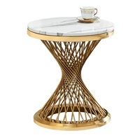 Table basse de luxe moderne en marbre avec plateau en métal et cadre en acier inoxydable doré pour la maison, le salon, la villa et l'hôtel - Vente en gros 2025