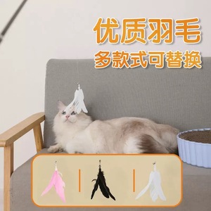 Jouet pour chat extensible avec fil d'acier et plumes, 1,8 m extra long, auto-amusant, résistant aux morsures, avec clochette, jouet pour chat - Product Image 5