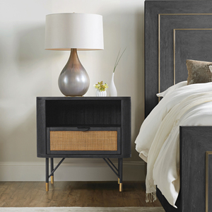 Saratoga Nightstand Black Acacia Rattan <b>Drawer</b> Storage Bedroom Furniture - Product Image 6