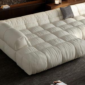 Canapé en cuir de style crème français, salon, chaise longue, concubine, italien, simple, pouf cube, nuage, moderne, canapé modulaire - Product Image 4