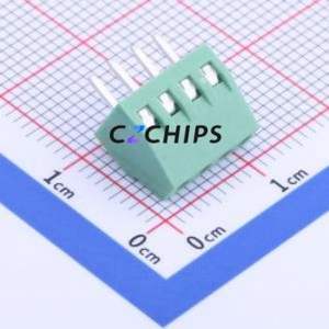 DB125-2.54-4P-GN-S Screw Terminal Block Through hole Component (THT),P=2.54mm Connector 1x4P 2.54mm Green Through Hole - Product Image 2