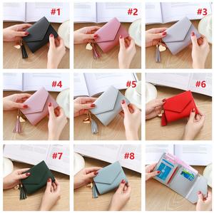 K1287-Portefeuille en cuir PU pour femme, porte-monnaie à pompons, porte-cartes - Product Image 2