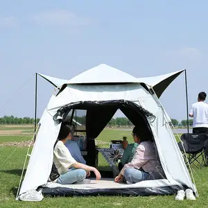 YOUQI tenda kanvas terintegrasi mewah dengan kanopi tenda tahan air otomatis penuh cepat membuka luar ruangan berkemah keluarga