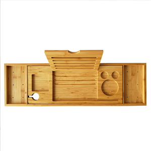 Bamboo Expandable Foldable Bathtub Rack Caddy <strong>Bath</strong> <strong>Table</strong> with Book Phone Holder Rack Bathroom Storage Rack for Suitable Bathtubs - Product Image 1