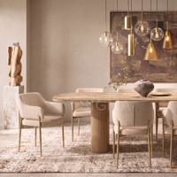 Nouvelle arrivée, table à manger intérieure sur mesure, table à manger moderne en bois avec fauteuils