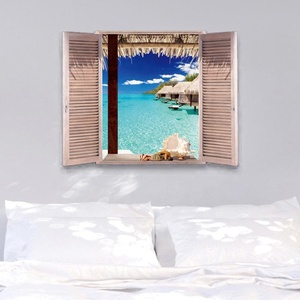 Pegatinas de <span class=keywords><strong>pared</strong></span> de vinilo de PVC del fabricante, calcomanía de ventana de paisaje <span class=keywords><strong>3D</strong></span>, calcomanías de decoración de <span class=keywords><strong>pared</strong></span> impresas UV - Product Image 5