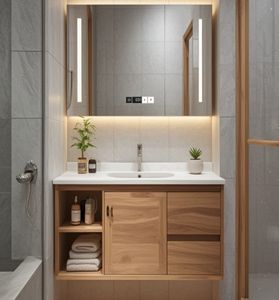 Mueble de Baño de Lujo de Alta Calidad, Estilo Europeo Clásico, Gabinete de MDF, Espejo Resistente al Agua, Moderno - Product Image 3